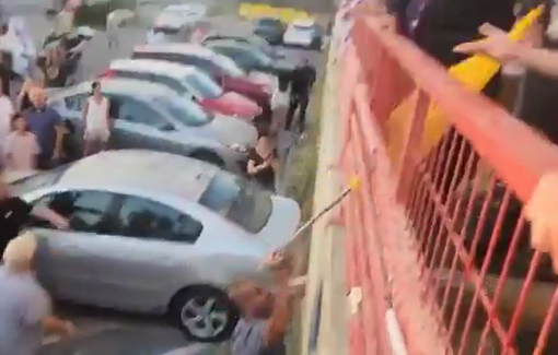 Thumbnail preview image for the video titled: Fascist mob attack MK Ayman Odeh during transit to Ness Ziona rally