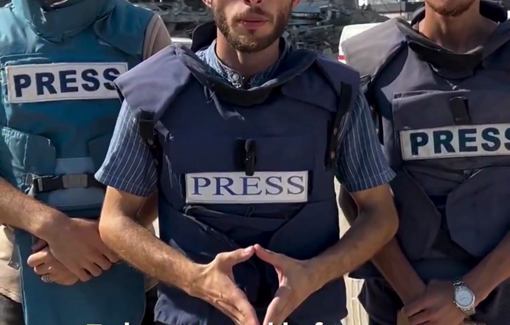 Thumbnail preview image for the video titled: Journalists enter hunger strike until "the smallest child in Gaza can eat"