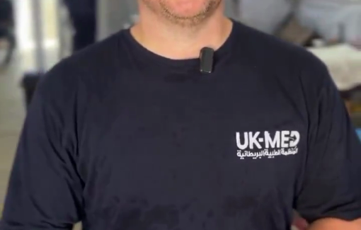 Thumbnail preview image for the video titled: British paramedic on injuries from GHF sites and medical staff rationing food and fuel