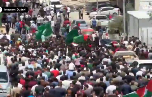 Thumbnail preview image for the video titled: Funeral procession of Khamees Ayyad, killed yesterday in an attack by Israeli settlers