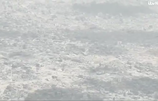 Thumbnail preview image for the video titled: Massive devastation of Gaza filmed from above