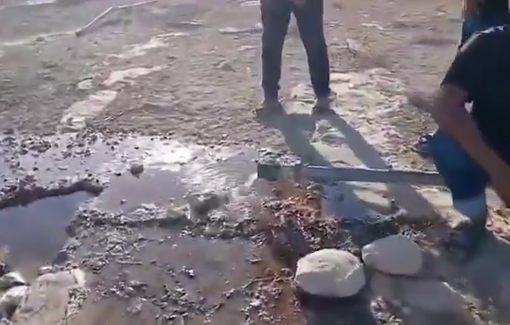 Thumbnail preview image for the video titled: Settlers sabotaged a water pipeline in Khirbet Umm al-Khair