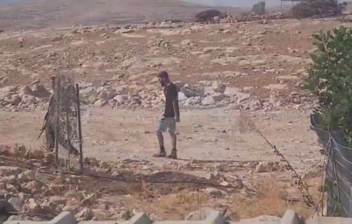 Thumbnail preview image for the video titled: Killer Yinon Levi returns unpunished: settlement expansion continues in Umm al-Khair