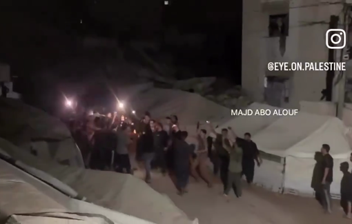 Thumbnail preview image for the video titled: Palestinians carry the bodies of renowned journalists Anas Al-Sharif and Mohammed Qraiqea