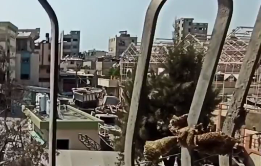 Thumbnail preview image for the video titled: Two violent Israeli airstrikes on residential buildings in Al-Zaytoun