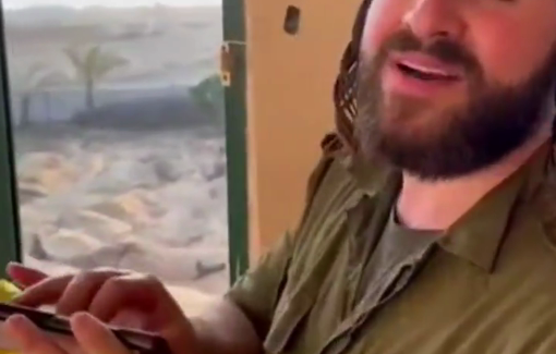 Thumbnail preview image for the video titled: Singer in IDF sings while showing the destroyed landscape of Rafah