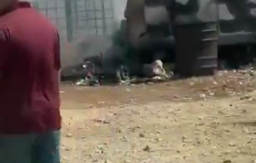 Thumbnail preview image for the video titled: Israeli settlers attacked and set a Palestinian farm on fire during their raid on the town of Turmus Ayya