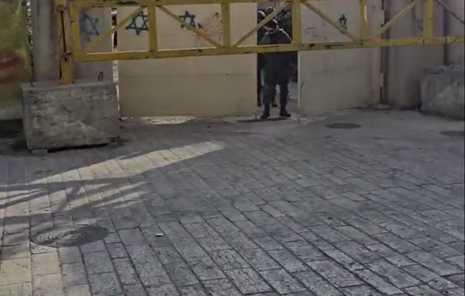 Thumbnail preview image for the video titled: Every Saturday, illegal Israeli settlers walk with a heavily armed military escort through the old town in Al Khalil / Hebron