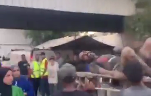 Thumbnail preview image for the video titled: Man wails in pain after being wounded while awaiting aid in Gaza City