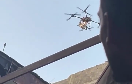 Thumbnail preview image for the video titled: Israeli drone drops an explosive