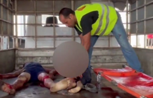 Thumbnail preview image for the video titled: Victims of school massacre carried in the back of a truck