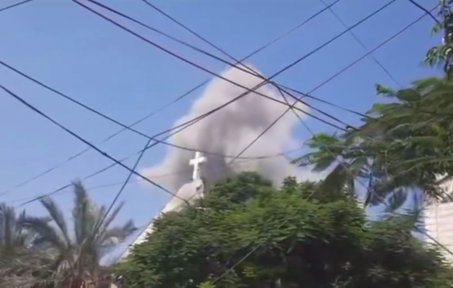 Thumbnail preview image for the video titled: An Israeli terror attack hit meters away from Holy Family Church in the besieged Zeitoun