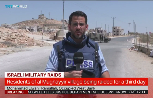 Thumbnail preview image for the video titled: Israeli forces extend their assault on occupied West Bank's al Mughayyir into third day