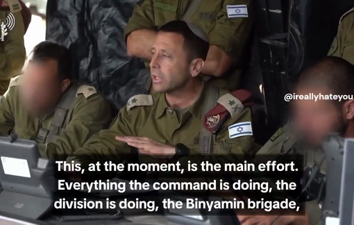 Thumbnail preview image for the video titled: Israeli Major General Avi Bluth is explicitly ordering the collective punishment of the village of Al-Mughayyir