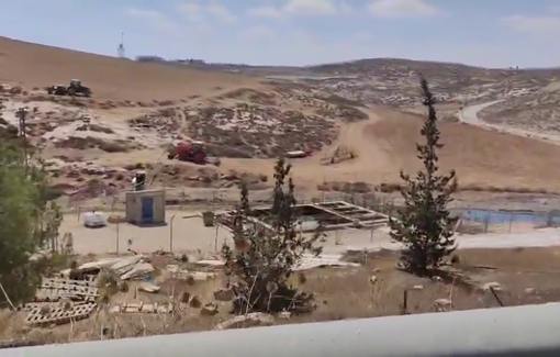 Thumbnail preview image for the video titled: From expulsion to exploitation: Settlers irrigate seized palestinian farmland in Shima (South Hebron Hills)
