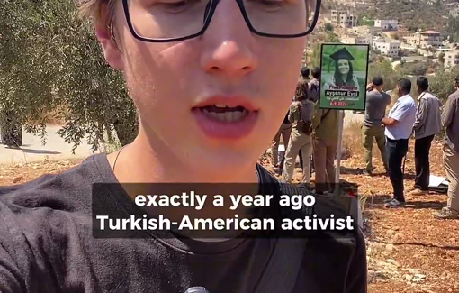 Thumbnail preview image for the video titled: The community of Beita held a demonstration in honour of Ayşenur Eygi assassinated by Israeli sniper one year ago