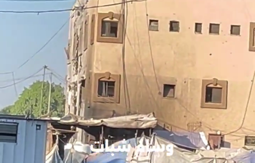 Thumbnail preview image for the video titled: Israeli strike on Al-Jazeera Club which housed displacement tents