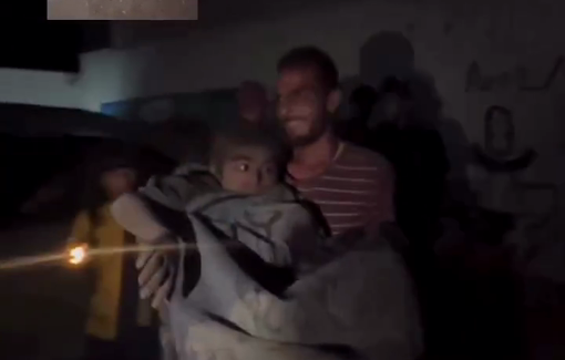 Thumbnail preview image for the video titled: Injured child find alone outside Al-Shifa hospital