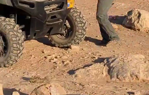 Thumbnail preview image for the video titled: A female settler from the far-right organization 'Hashomer Yehuda and Samaria,' trespasses onto privately owned Palestinian land in Wadi Tiran