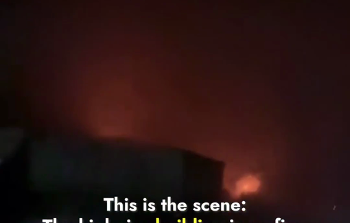 Thumbnail preview image for the video titled: Fire breaks out following night Israeli airstrikes struck central Gaza City