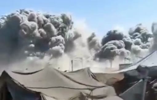 Thumbnail preview image for the video titled: Israel's large scale bombing of 3 schools in Al-Shati camp