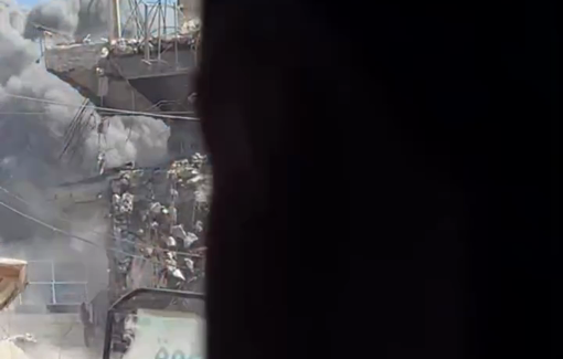 Thumbnail preview image for the video titled: Israeli bombing next to the White Mosque in Al-Shati camp