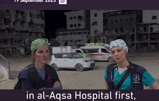 Thumbnail preview image for the video titled: Australian doctor Nada Abu Alrub: “We’re doing this video because we know that we might die at any time.”