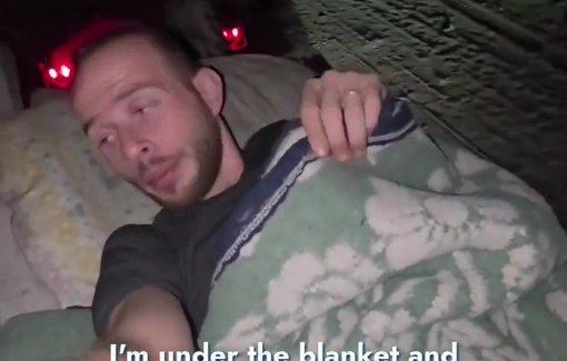 Thumbnail preview image for the video titled: Families sleep on the road exhausted from 17 hours long forced displacement from northern Gaza