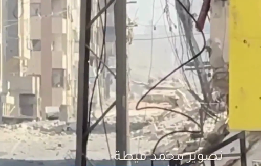 Thumbnail preview image for the video titled: Israeli tank advances inside Al-Nasr street in Gaza City