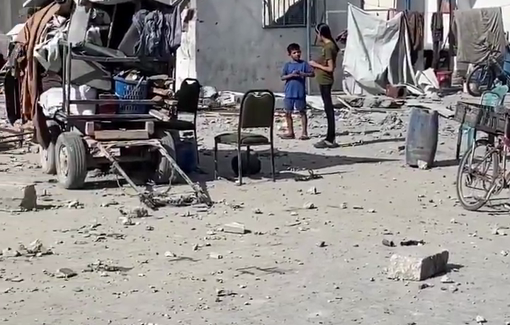 Thumbnail preview image for the video titled: Aftermath of Al‑Falah School destroyed by a heavy Israeli airstrike