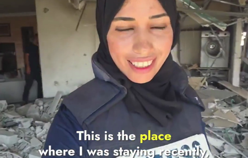 Thumbnail preview image for the video titled: Journalist Nour Abu Rokba returned to the ruins of her apartment in Gaza City