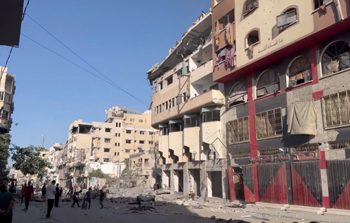 Thumbnail preview image for the video titled: Rescue of a child and an elderly woman following an Israeli bombing on Al-Yazji residential buildings