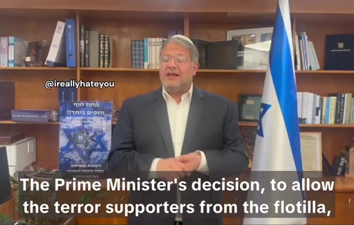 Thumbnail preview image for the video titled: Itamar Ben Gvir condemns Netanyahu’s plan to deport flotilla activists, calls for their torture first
