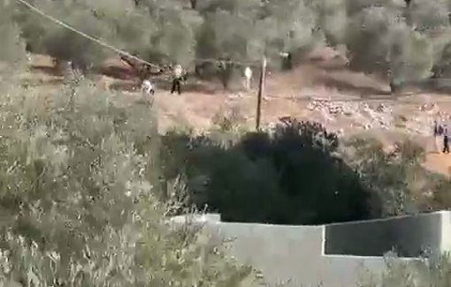 Thumbnail preview image for the video titled: Israeli Settlers attacked farmers' lands and homes east of Burin