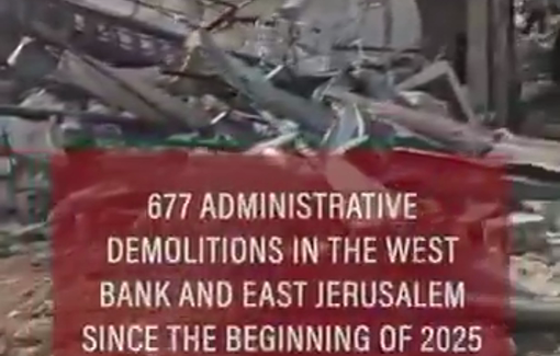 Thumbnail preview image for the video titled: 677 houses demolished by Israel in the West Bank since the beginning of 2025