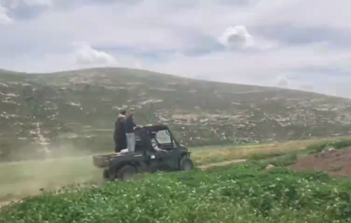 Thumbnail preview image for the video titled: For Pourim, settlers invaded Wadi Tiran with their ATV