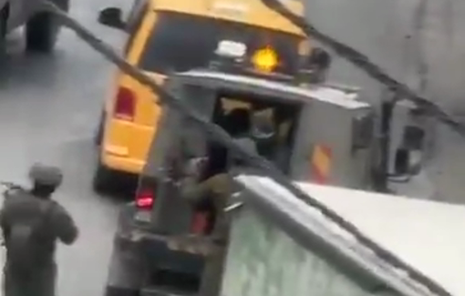 Thumbnail preview image for the video titled: A Palestinian youth was arrested by Israeli forces in the village of Beit Awwr