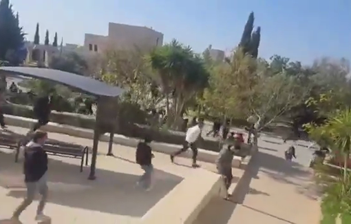 Thumbnail preview image for the video titled: Panic among students as Israeli forces raid the campus, firing tear gas and live bullets