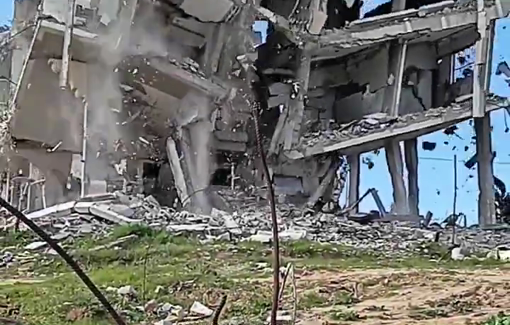 Thumbnail preview image for the video titled: A resident in northern Gaza were forced to demolish a collapsing home by hand