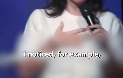 Thumbnail preview image for the video titled: Israeli "comedian", Karin Paz, mocking Arabs on stage