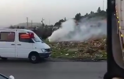 Thumbnail preview image for the video titled: Israeli forces fired tear gas at Palestinian vehicles at Atara checkpoint, north of Ramallah