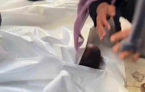 Thumbnail preview image for the video titled: Seven people, including 3 children, killed in an Israeli bombing of their tent in Khan Younis