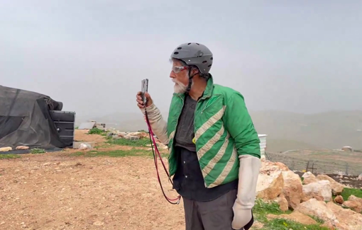 Thumbnail preview image for the video titled: Palestinians gather to play football in Duma, then settler harrassed them with a drone