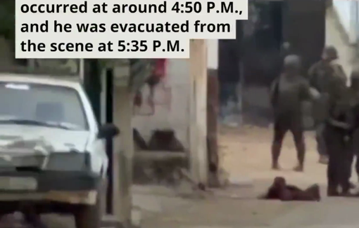 Thumbnail preview image for the video titled: Israeli soldiers shot and wounded a 14-year-old Palestinian boy during a raid in the Al-Fara'a RC