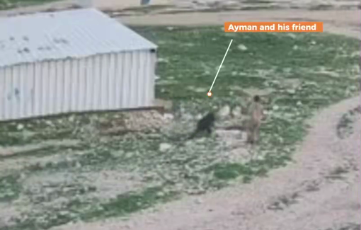 Thumbnail preview image for the video titled: The moment when the child Ayman Rabae was injured by an explosive device left behind by the Israeli in Jinba