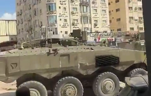 Thumbnail preview image for the video titled: Show of force with a convoy of military vehicles sweeping through Jenin