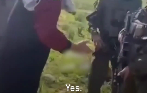 Thumbnail preview image for the video titled: “I’m not afraid of you, I only fear God,” the woman told one of the settlers as soldiers threatened her and ordered her back