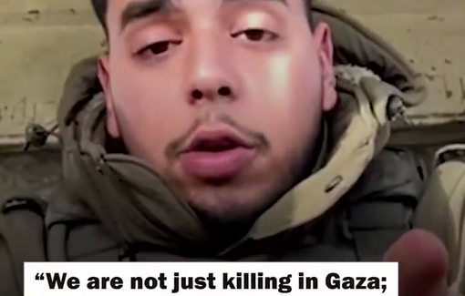 Thumbnail preview image for the video titled: An Israeli occupation soldier openly stated that they not only kill Palestinians in Gaza but also rape them