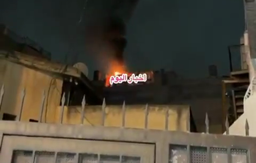 Thumbnail preview image for the video titled: Fire breaks out in a house in Qalandiya camp due to Israeli forces firing gas grenades