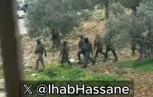 Thumbnail preview image for the video titled: Backed by soldiers,Israeli settlers invaded Taybeh, blocked the streets, and terrorized the entire community